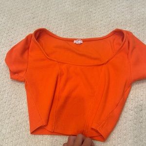 GARAGE orange square neck crop top